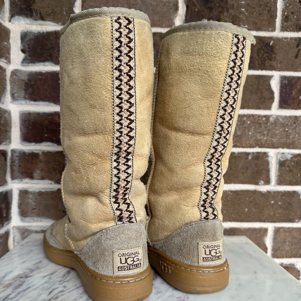 Ugg Classic Sheepskin Shearling Tall Boots Tasman Braid Sz 7